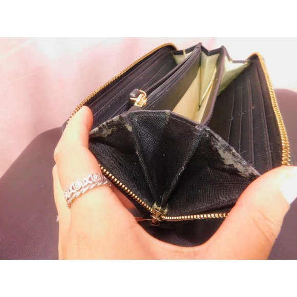 Kate Spade Black White Stripe Nylon Molly Backpack and Striped Wallet - Picture 11 of 15